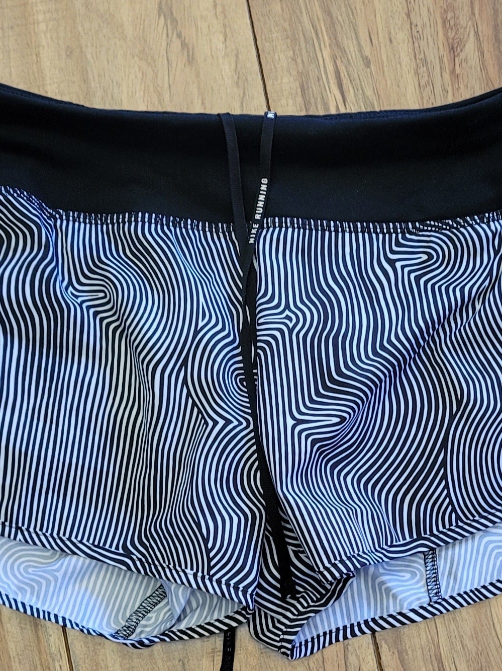 Nike Running Black & White Striped Running Shorts